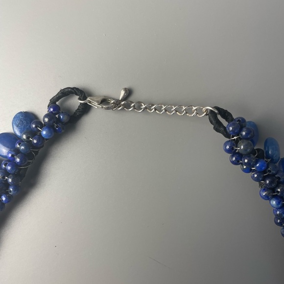 Blue Lapis Lazuli Beaded Gemstone Necklace with blue beads Bohemian Necklace - Picture 3 of 6